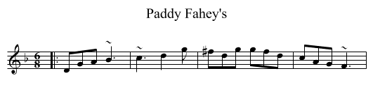 Paddy Fahey's - staff notation