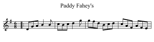 Paddy Fahey's - staff notation