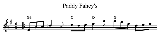 Paddy Fahey's - staff notation