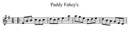 Paddy Fahey's - staff notation