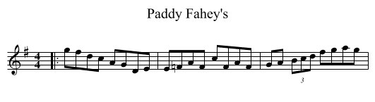Paddy Fahey's - staff notation