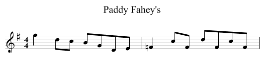 Paddy Fahey's - staff notation