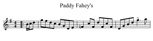 Paddy Fahey's - staff notation