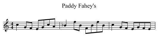 Paddy Fahey's - staff notation