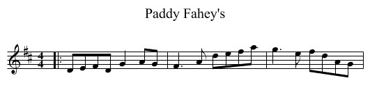 Paddy Fahey's - staff notation