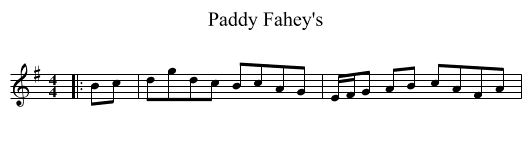 Paddy Fahey's - staff notation