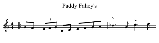 Paddy Fahey's - staff notation