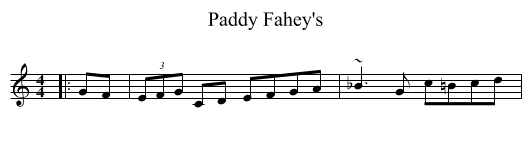 Paddy Fahey's - staff notation