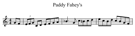 Paddy Fahey's - staff notation