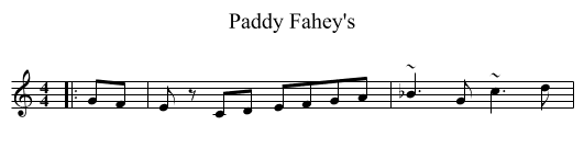 Paddy Fahey's - staff notation