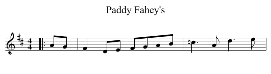 Paddy Fahey's - staff notation