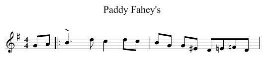 Paddy Fahey's - staff notation