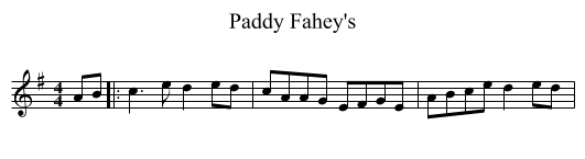 Paddy Fahey's - staff notation