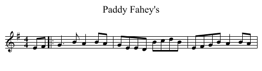 Paddy Fahey's - staff notation