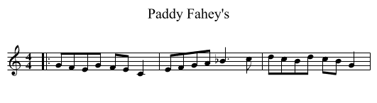 Paddy Fahey's - staff notation