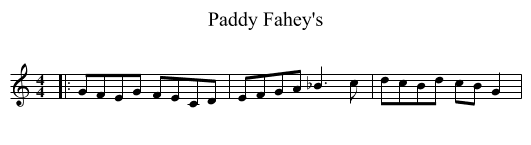 Paddy Fahey's - staff notation