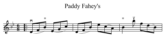 Paddy Fahey's - staff notation