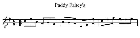Paddy Fahey's - staff notation