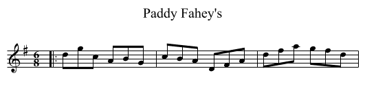 Paddy Fahey's - staff notation