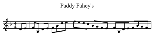 Paddy Fahey's - staff notation