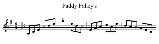Paddy Fahey's - staff notation