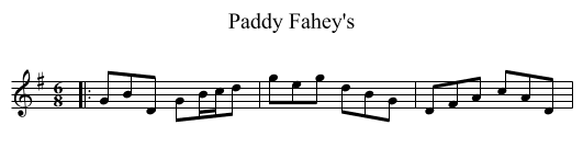Paddy Fahey's - staff notation