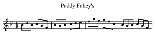 Paddy Fahey's - staff notation