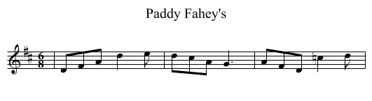 Paddy Fahey's - staff notation