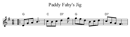 Paddy Fahy's Jig - staff notation