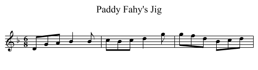 Paddy Fahy's Jig - staff notation
