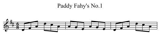 Paddy Fahy's No.1 - staff notation