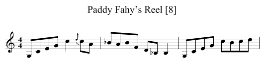 Paddy Fahy’s Reel [8] - staff notation