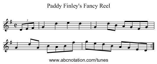 Paddy Finley's Fancy Reel - staff notation