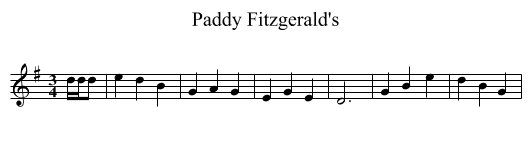 Paddy Fitzgerald's - staff notation