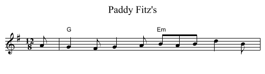 Paddy Fitz's - staff notation