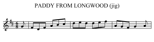 PADDY FROM LONGWOOD (jig) - staff notation