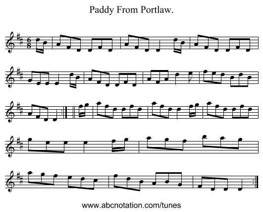 Paddy From Portlaw. - staff notation