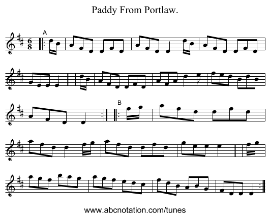 Paddy From Portlaw. - staff notation