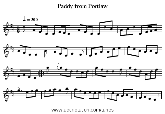 Paddy from Portlaw - staff notation