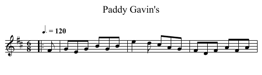 Paddy Gavin's - staff notation