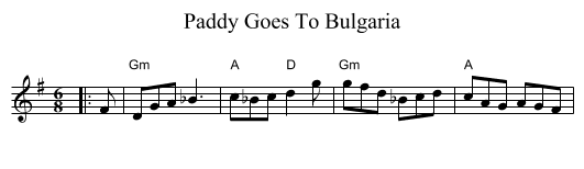 Paddy Goes To Bulgaria - staff notation
