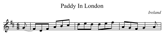 Paddy In London - staff notation