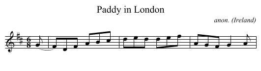 Paddy in London - staff notation