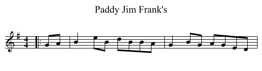 Paddy Jim Frank's - staff notation