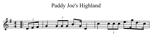 Paddy Joe's Highland - staff notation