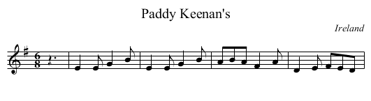 Paddy Keenan's - staff notation