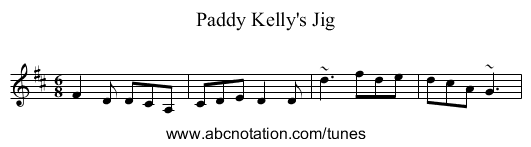Paddy Kelly's Jig - staff notation