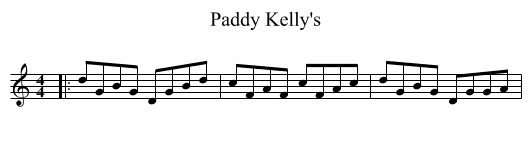 Paddy Kelly's - staff notation