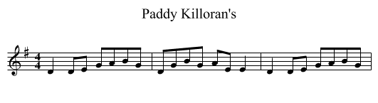 Paddy Killoran's - staff notation