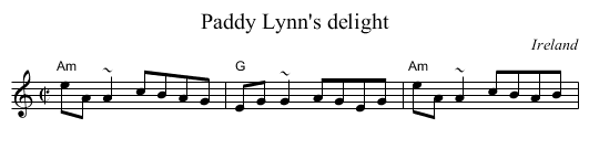 Paddy Lynn's delight - staff notation